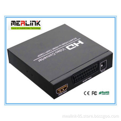 SCART to HDMI Connector, Supports 1,080/720 Pixels, PAL/NTSC